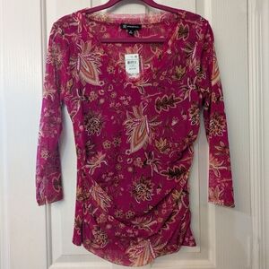 INC Fitted Ruched 3/4 Sleeve Blouse